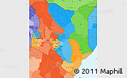 Political Simple Map of Kenya, political shades outside