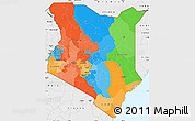 Political Simple Map of Kenya, single color outside, borders and labels