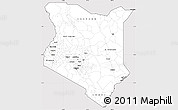 Silver Style Simple Map of Kenya, cropped outside