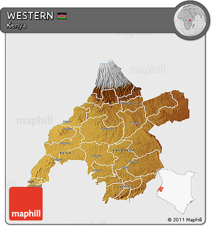 Physical 3D Map of WESTERN, single color outside