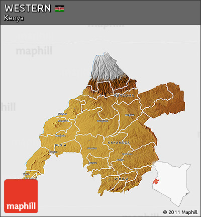 Physical 3D Map of WESTERN, single color outside