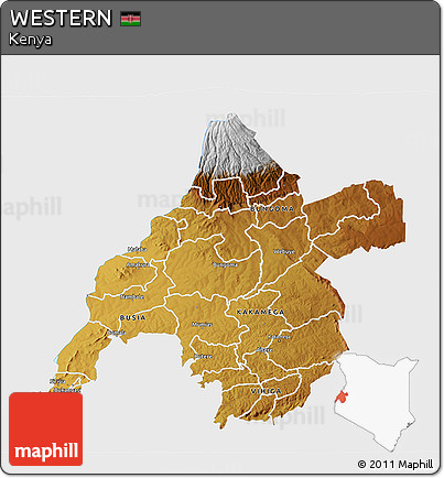 Physical 3D Map of WESTERN, single color outside