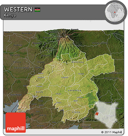 Satellite 3D Map of WESTERN, darken