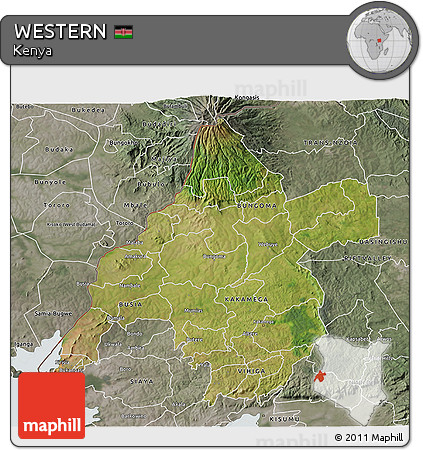Satellite 3D Map of WESTERN, semi-desaturated