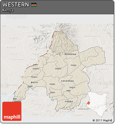 Shaded Relief 3D Map of WESTERN, lighten