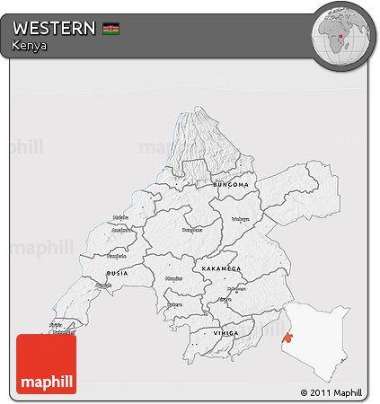 Silver Style 3D Map of WESTERN, single color outside