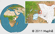 Satellite Location Map of KIMILILI, highlighted country, highlighted grandparent region