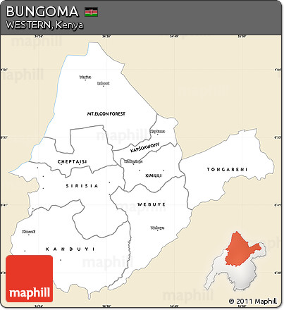 Classic Style Simple Map of BUNGOMA, single color outside