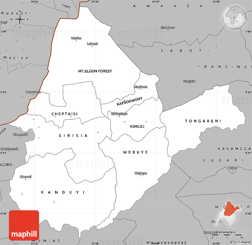 Gray Simple Map of BUNGOMA