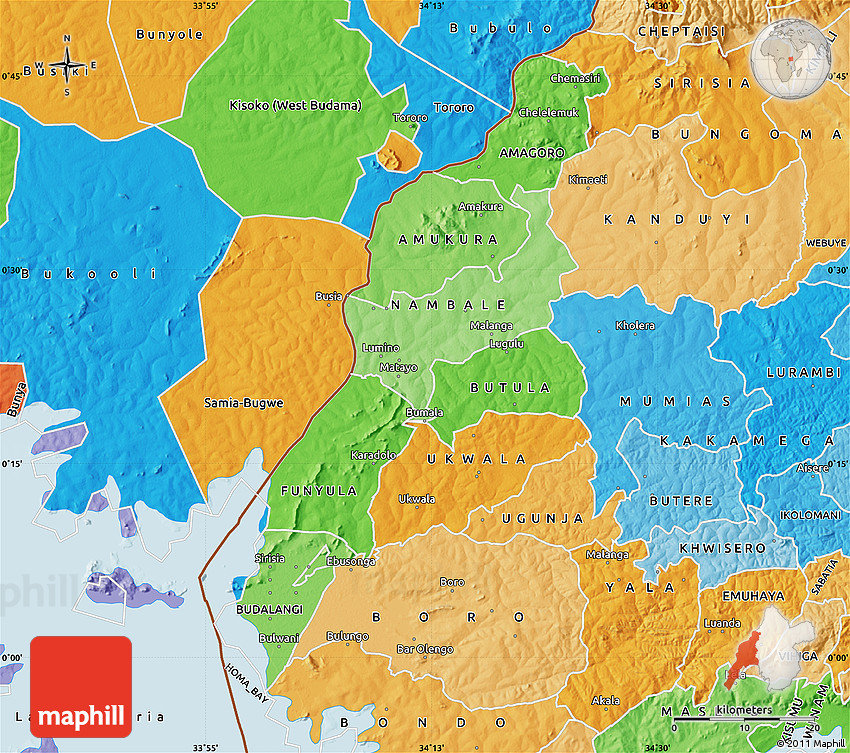 Political Shades Map of BUSIA