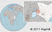 Gray Location Map of MUMIAS, highlighted country, highlighted parent region, hill shading