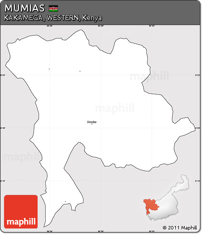 Silver Style Simple Map of MUMIAS, cropped outside