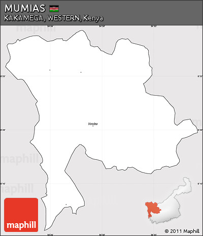 Silver Style Simple Map of MUMIAS, cropped outside