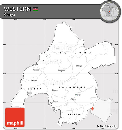 Silver Style Simple Map of WESTERN, cropped outside