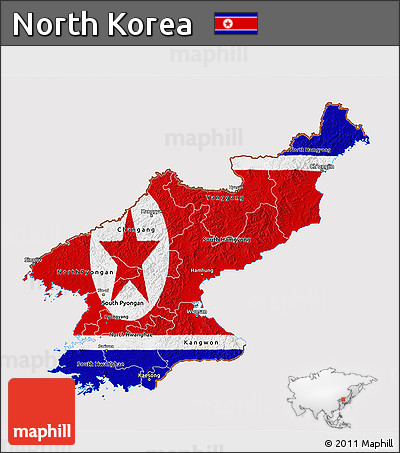 Flag 3D Map of North Korea