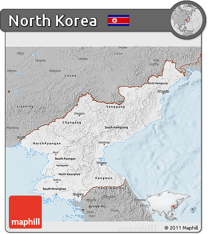 Gray 3D Map of North Korea