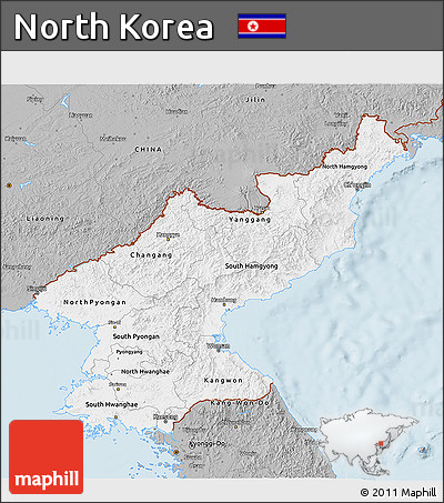 Gray 3D Map of North Korea