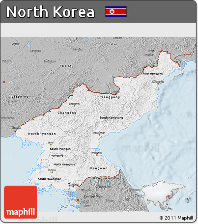 Gray 3D Map of North Korea
