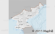 Gray 3D Map of North Korea, single color outside