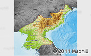 Physical 3D Map of North Korea, darken, desaturated, land only