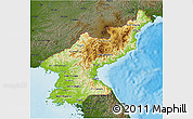 Physical 3D Map of North Korea, darken, land only