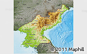 Physical 3D Map of North Korea, darken, semi-desaturated, land only