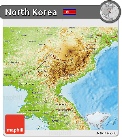 Physical 3D Map of North Korea