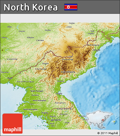 Physical 3D Map of North Korea