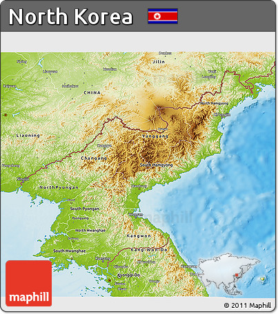 Physical 3D Map of North Korea