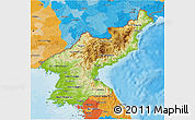 Physical 3D Map of North Korea, political outside