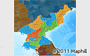 Political 3D Map of North Korea, darken, land only