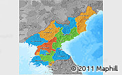 Political 3D Map of North Korea, desaturated, land only