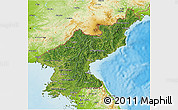 Satellite 3D Map of North Korea, physical outside