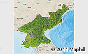 Satellite 3D Map of North Korea, shaded relief outside