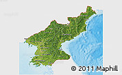 Satellite 3D Map of North Korea, single color outside, shaded relief sea