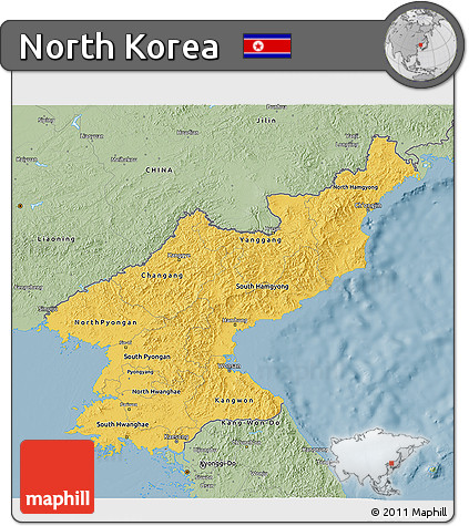 Savanna Style 3D Map of North Korea