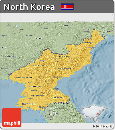 Savanna Style 3D Map of North Korea