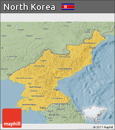 Savanna Style 3D Map of North Korea