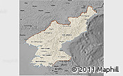 Shaded Relief 3D Map of North Korea, darken, desaturated