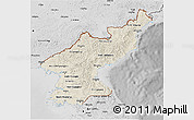 Shaded Relief 3D Map of North Korea, desaturated