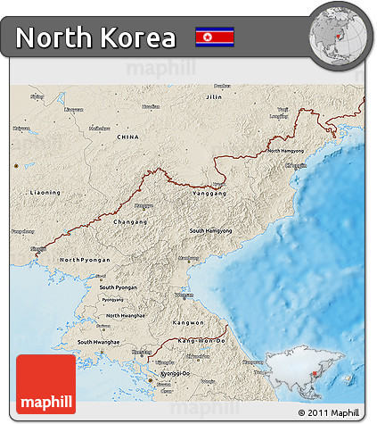Shaded Relief 3D Map of North Korea