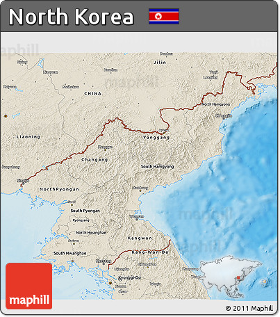 Shaded Relief 3D Map of North Korea