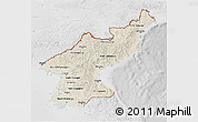 Shaded Relief 3D Map of North Korea, lighten, desaturated