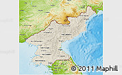 Shaded Relief 3D Map of North Korea, physical outside
