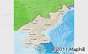 Shaded Relief 3D Map of North Korea, political shades outside, shaded relief sea