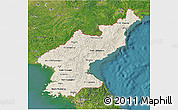 Shaded Relief 3D Map of North Korea, satellite outside