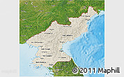 Shaded Relief 3D Map of North Korea, satellite outside, shaded relief sea