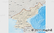 Shaded Relief 3D Map of North Korea, semi-desaturated, land only