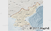 Shaded Relief 3D Map of North Korea, semi-desaturated