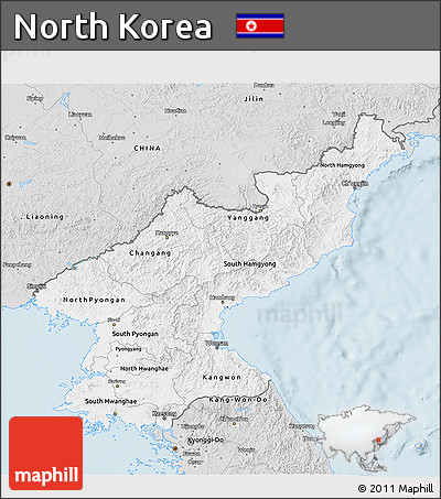 Silver Style 3D Map of North Korea